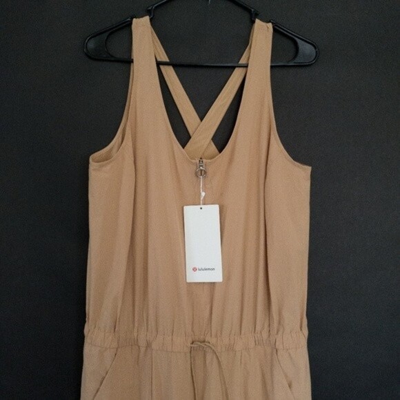 Lululemon Shift in Time Criss-Cross Back Elastic Waist Jumpsuit Beech Wood NWT - Picture 5 of 14